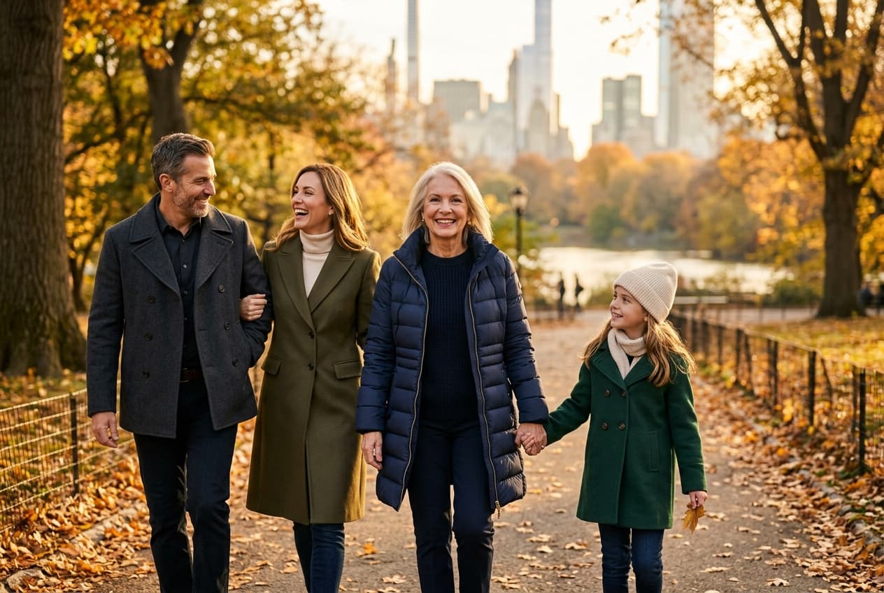 Three generations of a family in the park
